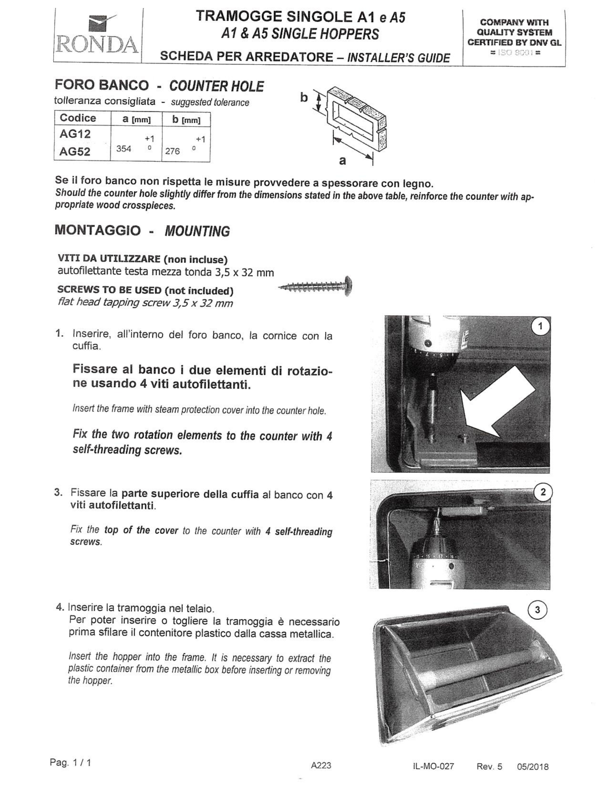 Single hopper for coffee-grounds - AG12