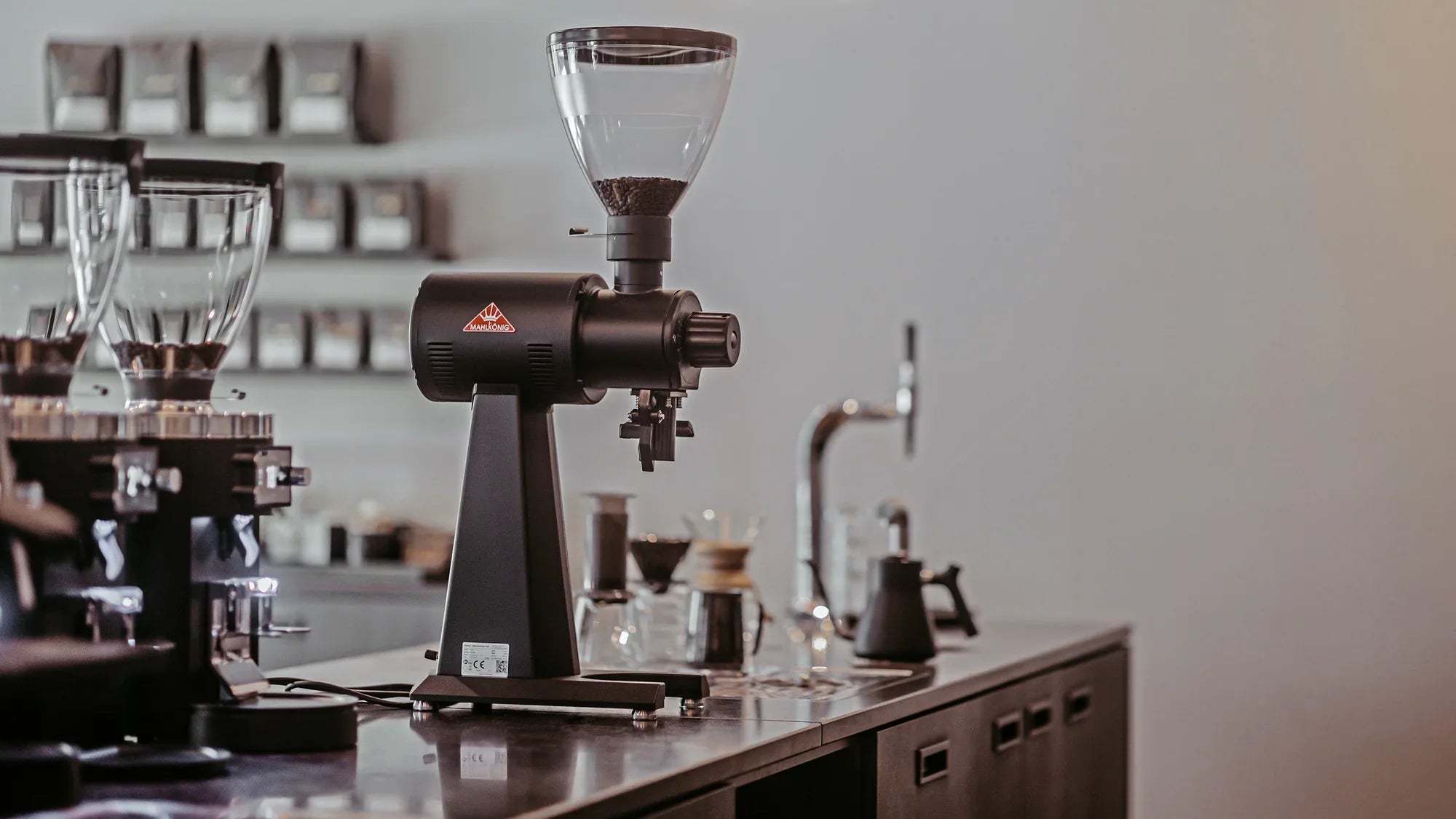 A selection of high-quality commercial coffee grinders designed to meet the demands of cafes, restaurants, and coffee shops: Fiorenzato, Faema, Mahlkonig, Mazzer, Rocket Espresso Milano