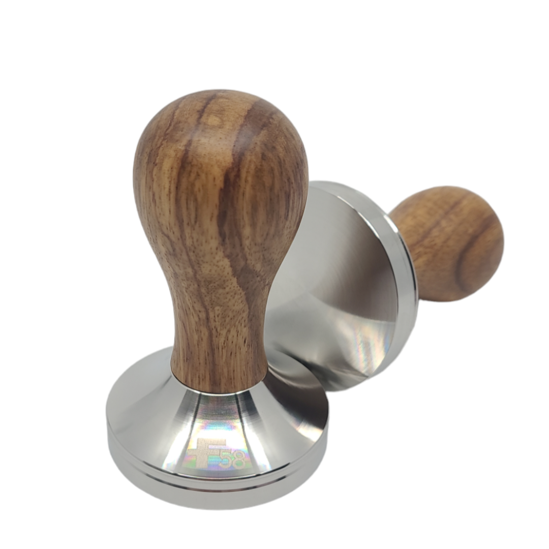 Flat Coffee Tamper 58mm - Wood Handle