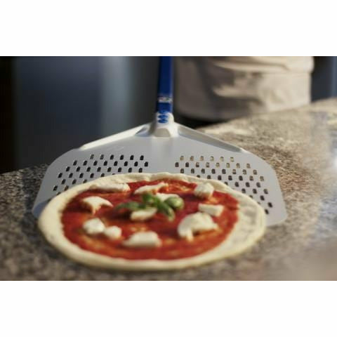 Gi Metal Pizza Tools Head: 20x20 Handle: 47" Gi Metal Aluminum Rectangular Perforated Pizza Peel