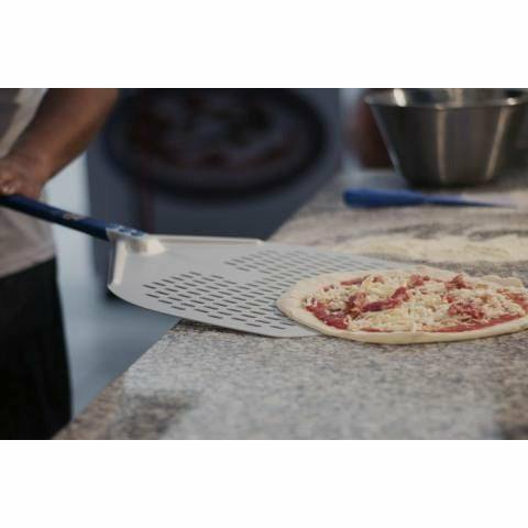 Gi Metal Pizza Tools Head: 20x20 Handle: 47" Gi Metal Aluminum Rectangular Perforated Pizza Peel